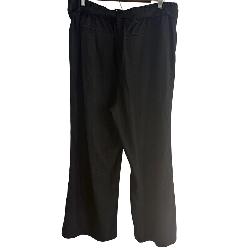 NEW Old Navy Pants Women Sz L Black Crop Linen Blend Wide Leg Trousers